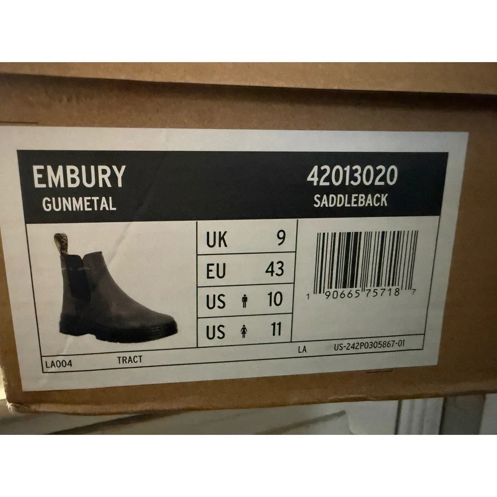 Dr. Martens Embury Gunmetal Leather Chelsea Boots Mens 10 Wyoming 26964020 New